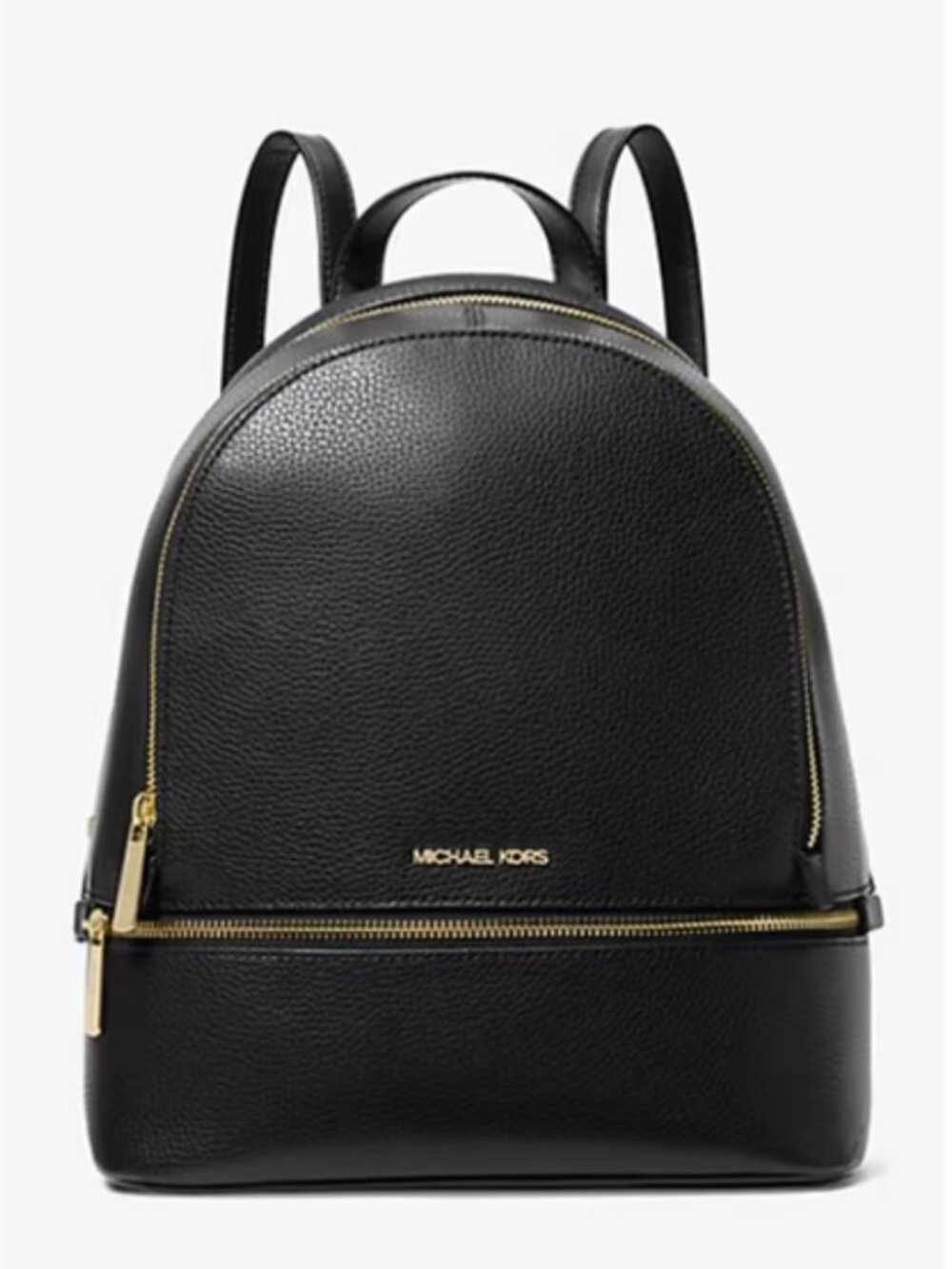 Michael Kors Rhea Medium Pebbled Leather Backpack in Black